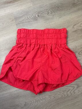 FP Movement by Free People Red High-Waist Smocked Women’s Shorts